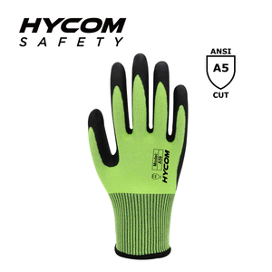 HYCOM 13G ANSI 5 耐切創性手袋、フォームニトリルコーティングフィラメント A5、優れた手触りの PPE 手袋