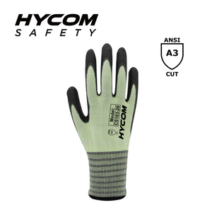 HYCOM 18G ANSI 3 PU 極細フィラメント PPE 手袋でコーティングされた耐切創性手袋
