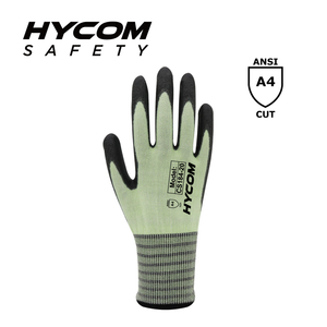HYCOM フォームニトリルでコーティングされた 18G ANSI 4 耐切創性グローブ超薄型 PPE グローブ