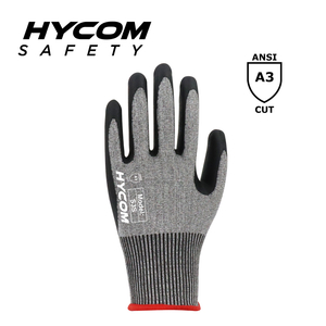 HYCOM 15G ANSI 3 耐切創性グローブ、フォームニトリルコーティング付き、肌に優しい PPE グローブ