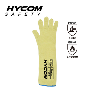 HYCOM 7G 二層アラミド手袋接触高温 350°C/650°F レベル 5 抗切断手袋