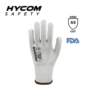HYCOM ブレスカット 10G ANSI 5 FDA 耐切創手袋 通気性のある手触り HPPE 作業手袋