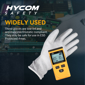 HYCOM 13 グラムポリエステルスパンデックス手袋 PU コーティング帯電防止機能作業手袋