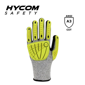 HYCOM ブレスカット TPR 耐衝撃性 ANSI 3 耐切創手袋、砂ニトリルでコーティングされた作業用手袋