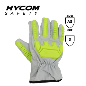 HYCOM ANSI 5 ヤギ革衝突防止 TPR 手袋耐切創性作業衝撃手袋