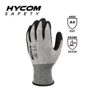 HYCOM ブレスカット 13G ANSI 3 耐切創手袋、フォームニトリル HPPE 作業手袋付き