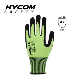 HYCOM 13G HPPE ファイバー ANSI 7 耐切創手袋 パームニトリル浸漬安全手袋 作業用