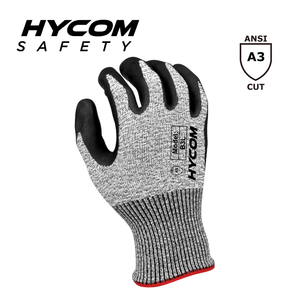 HYCOM ブレスカット 13G ANSI 3 耐切創手袋、パームフォームニトリルコーティング付き、通気性のある手触りの PPE 作業手袋