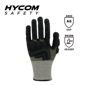 HYCOM 砂ニトリルと TPR でコーティングされたブレスカット レベル 5 ANSI 6 耐切創手袋 作業用手袋