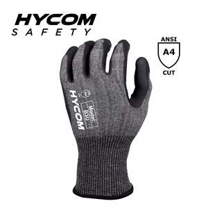 HYCOM ブレスカット 18G ANSI 4 耐切創手袋、フォームニトリル HPPE 安全手袋付き