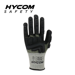 HYCOM ブレスカット 13G ANSI 9 耐切創手袋、砂ニトリルと TPR コーティング付き、通気性のある手触りの HPPE 作業手袋