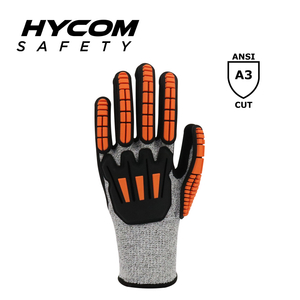 HYCOM サンディニトリルコーティングを施したブレスカット ANSI 3 耐切創手袋 HPPE 安全手袋