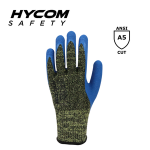HYCOM 10G ANSI カット 5 耐熱手袋、ラテックスコーティング ハイカット アラミド作業手袋