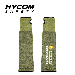 HYCOM アラミド 14 カット レベル 5 業界安全耐切創性アーム スリーブ、親指スロット付き 
